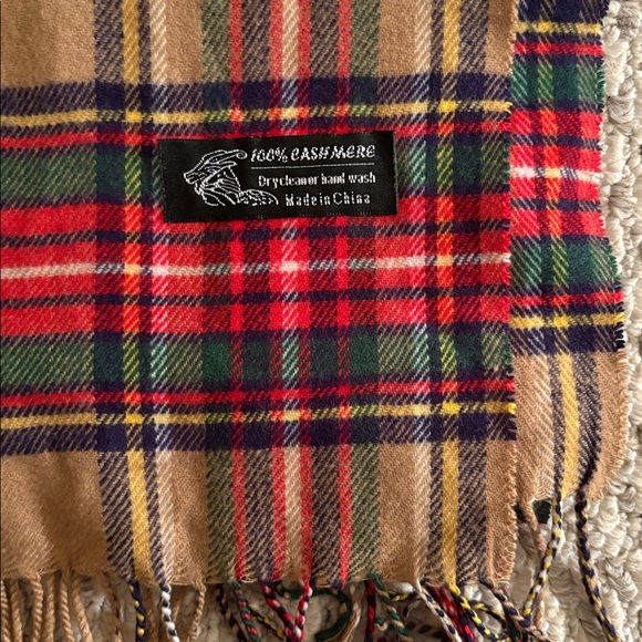 Plaid Cashmere Scarf with Fringe - Picture 2 of 2